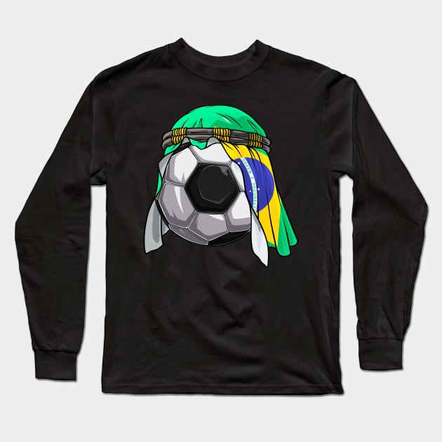 Brazil Soccer 2022 Arab Keffiyeh for Brazil Football Fans Long Sleeve T-Shirt by Ramadangonim